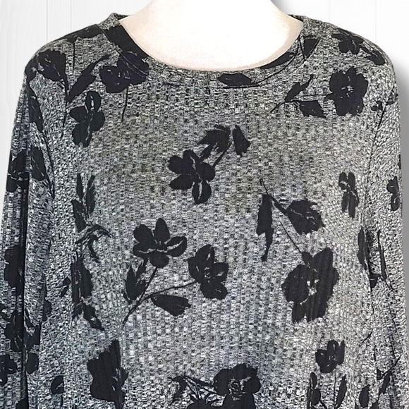 Apt. 9 Women's Gray Floral Crew Neck Mini Sweater Dress Size XL - Picture 2 of 13